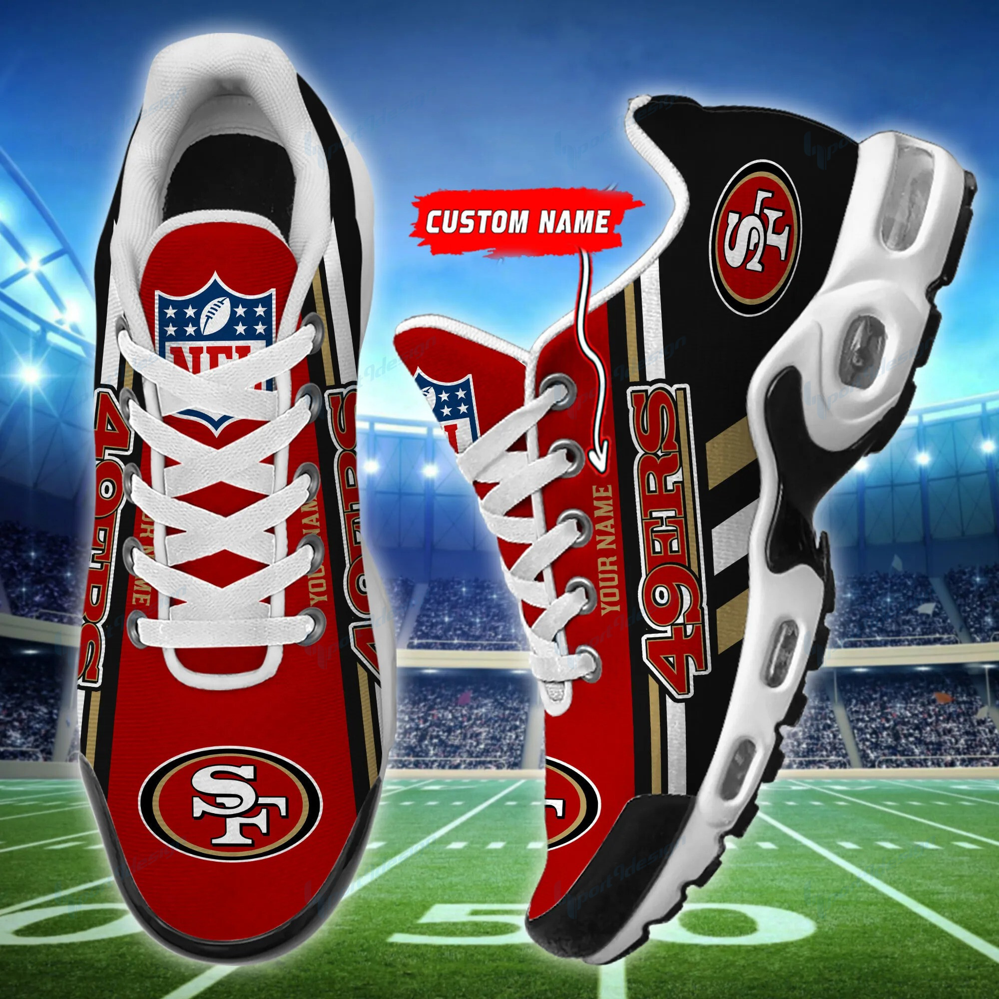 San Francisco 49ers Personalized Plus Sneakers BG75