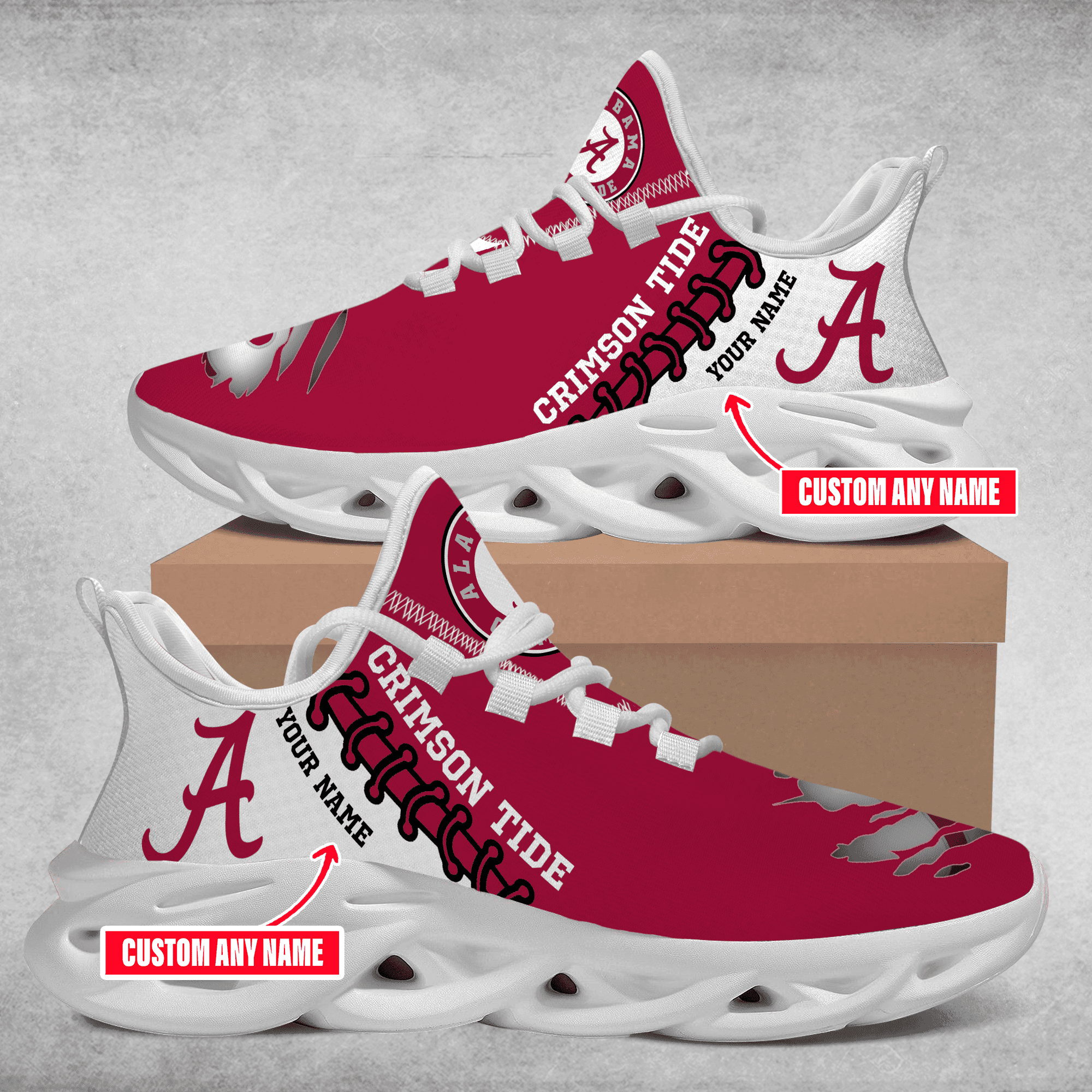NCAAF Alabama Crimson Tide (Your Name) Max Soul Shoes Nicegift MSSZ0O9