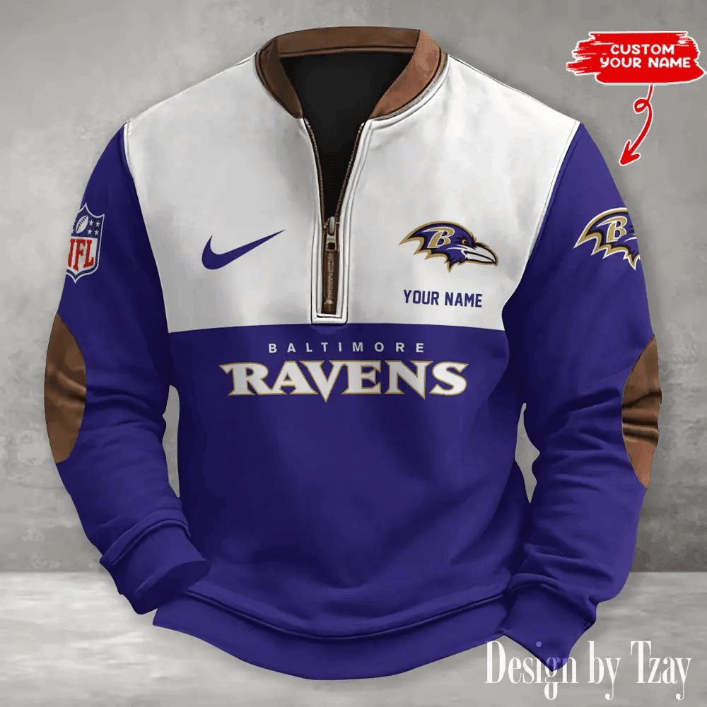 S9MPZNS112-Baltimore Ravens Premium Personalized Game-Day Quarter-Zip