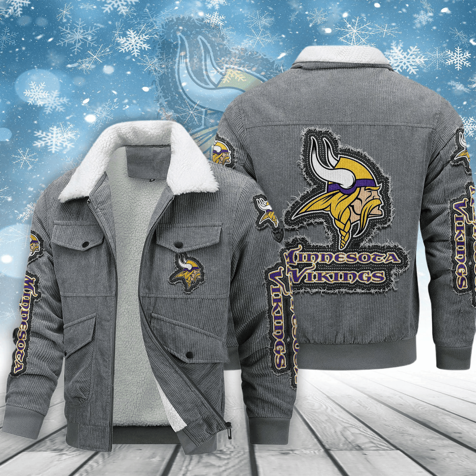 Minnesota Vikings Men's Thickened Corduroy Jacket ANZVITCJ020