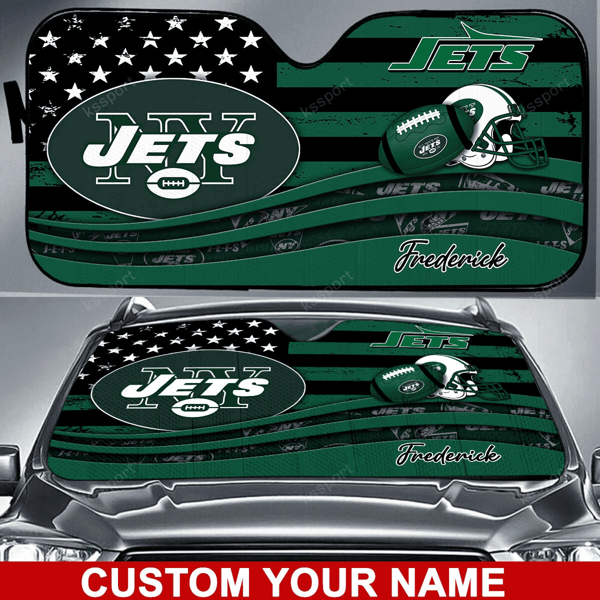 New York Jets Personalized Auto Sun Shade BG23