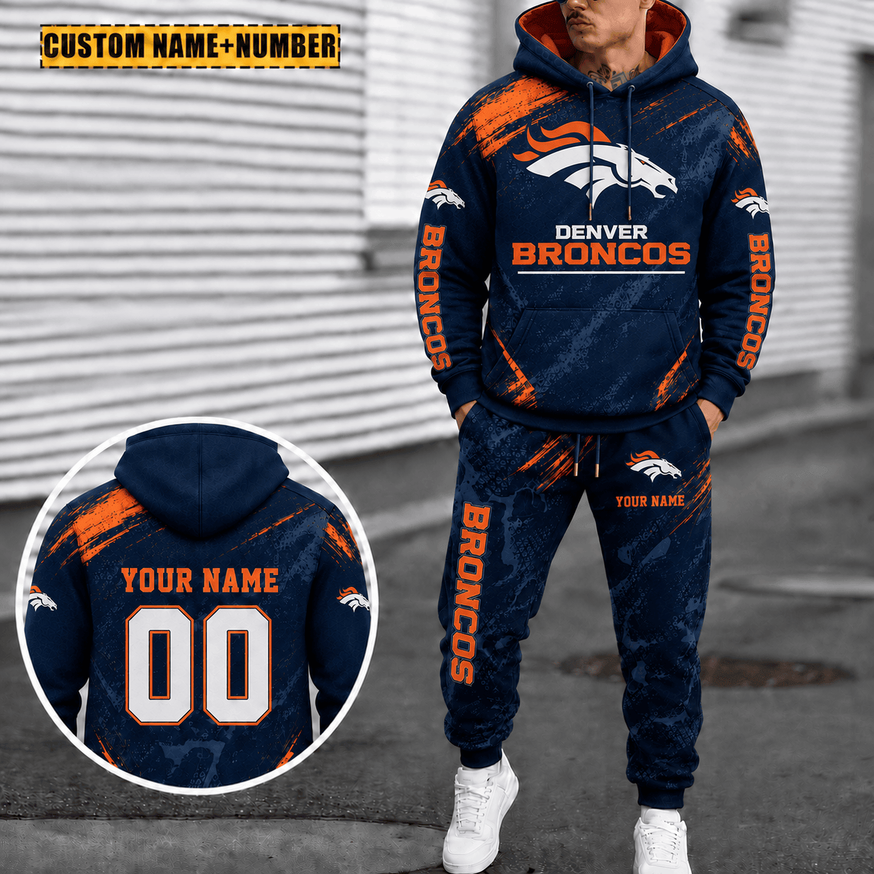 Denver Broncos Personalized Combo Hoodie And Sweatpants Gift For Fan VA1048