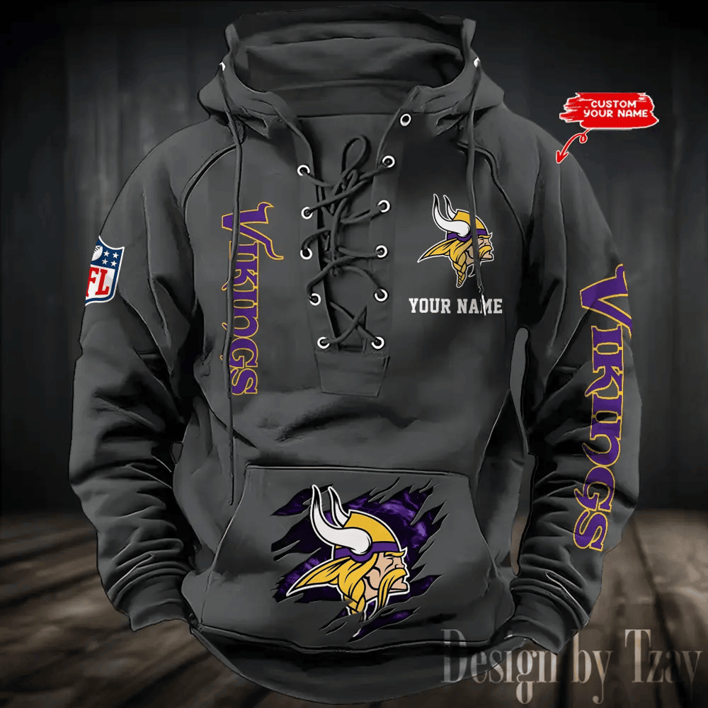 SPTS9HLUH117-Minnesota Vikings Men's Hooded Lace-up Hoodie
