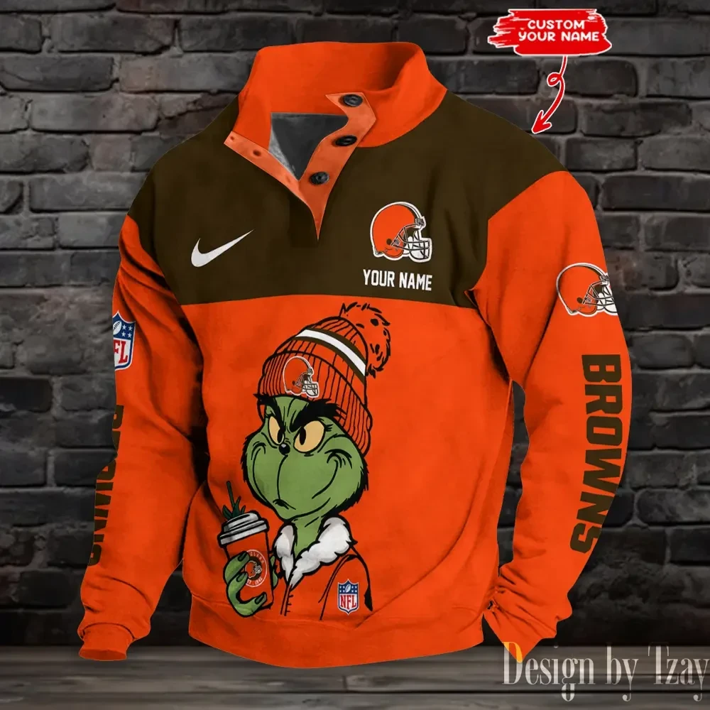 Cleveland Browns Premium Stand-Collar Game-Day Pullover - Engineered Warmth & Personalized Name S9DBSCH707