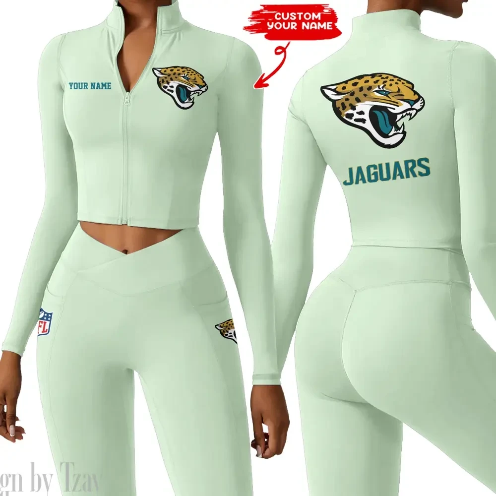 Jacksonville Jaguars Zipper Sports Top Women Gym Long Sleeve for Fitness SPTZSTW079