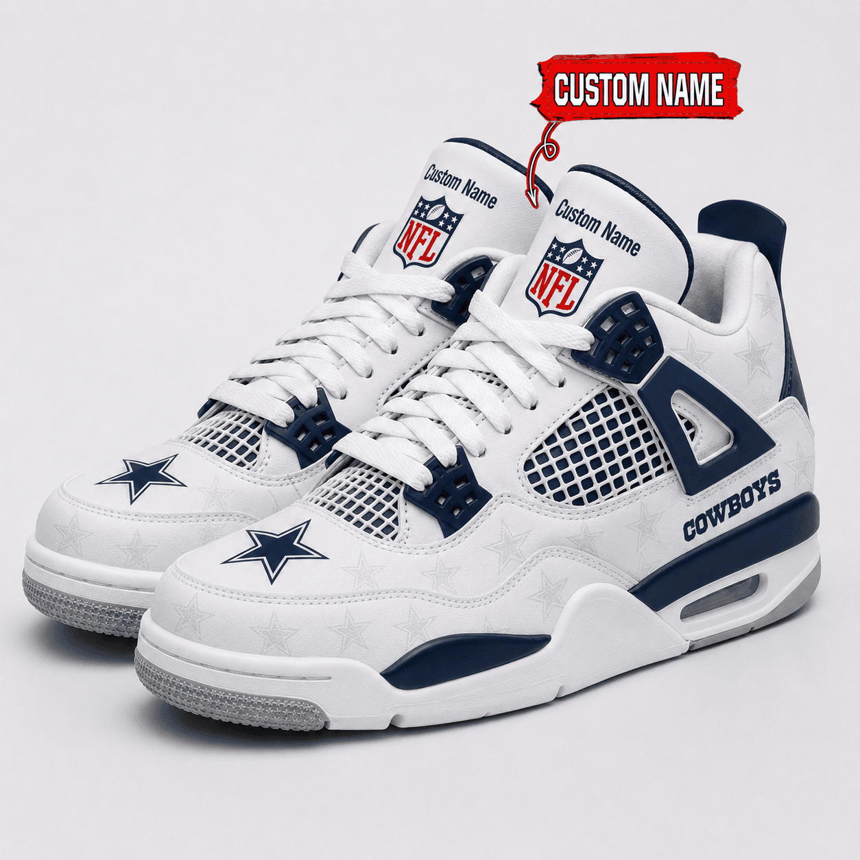 Dallas Cowboys Personalized AJ4 Sneaker VA345