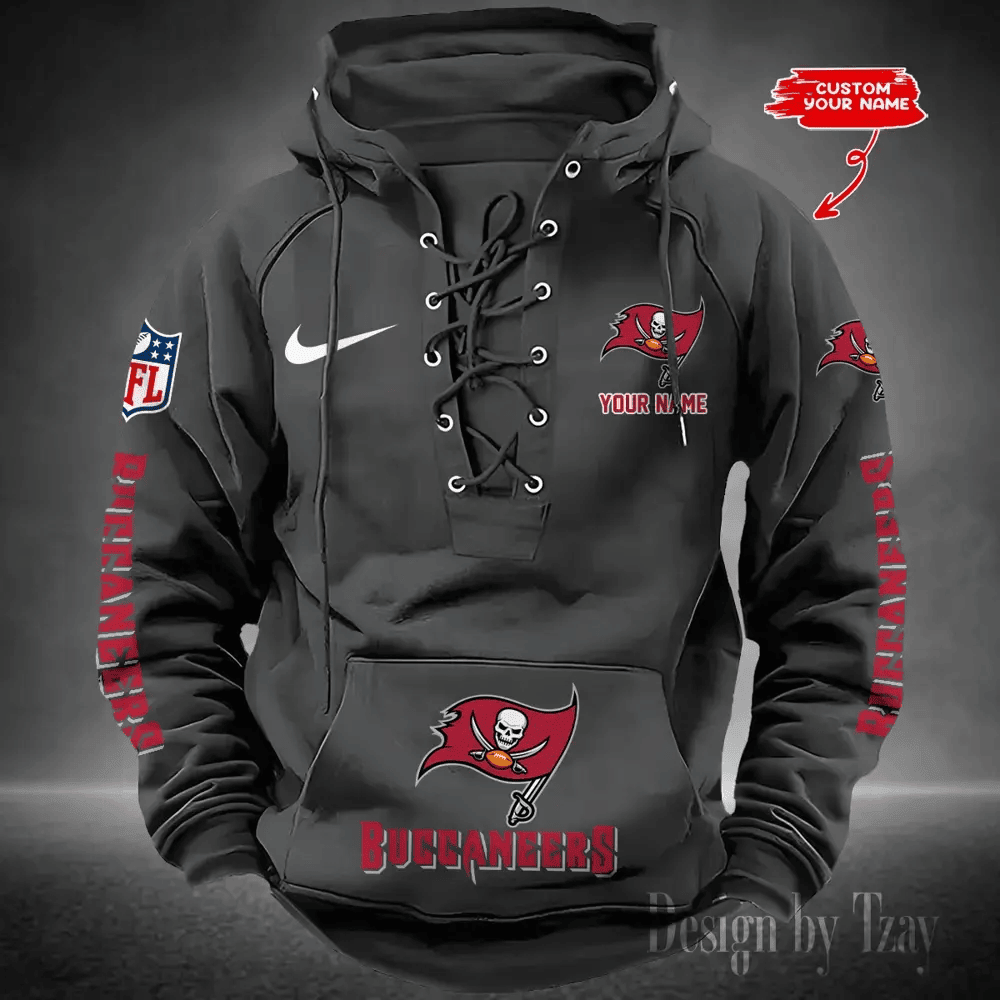SPTS9HLUH094-Tampa Bay Buccaneers Men's Hooded Lace-up Hoodie