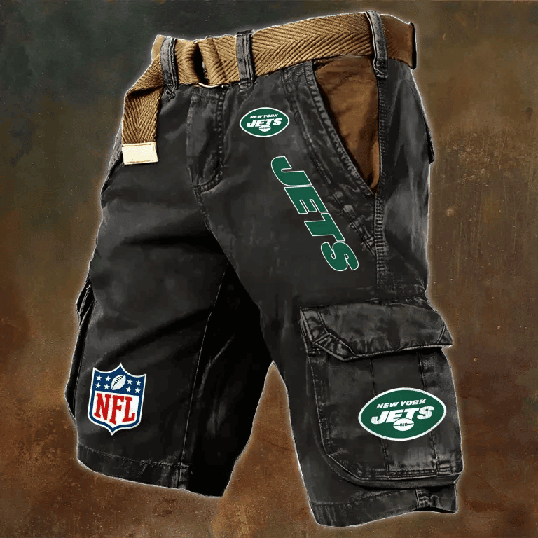 New York Jets Pocket Print Cargo Shorts (Belt Not Included) S9MCS025