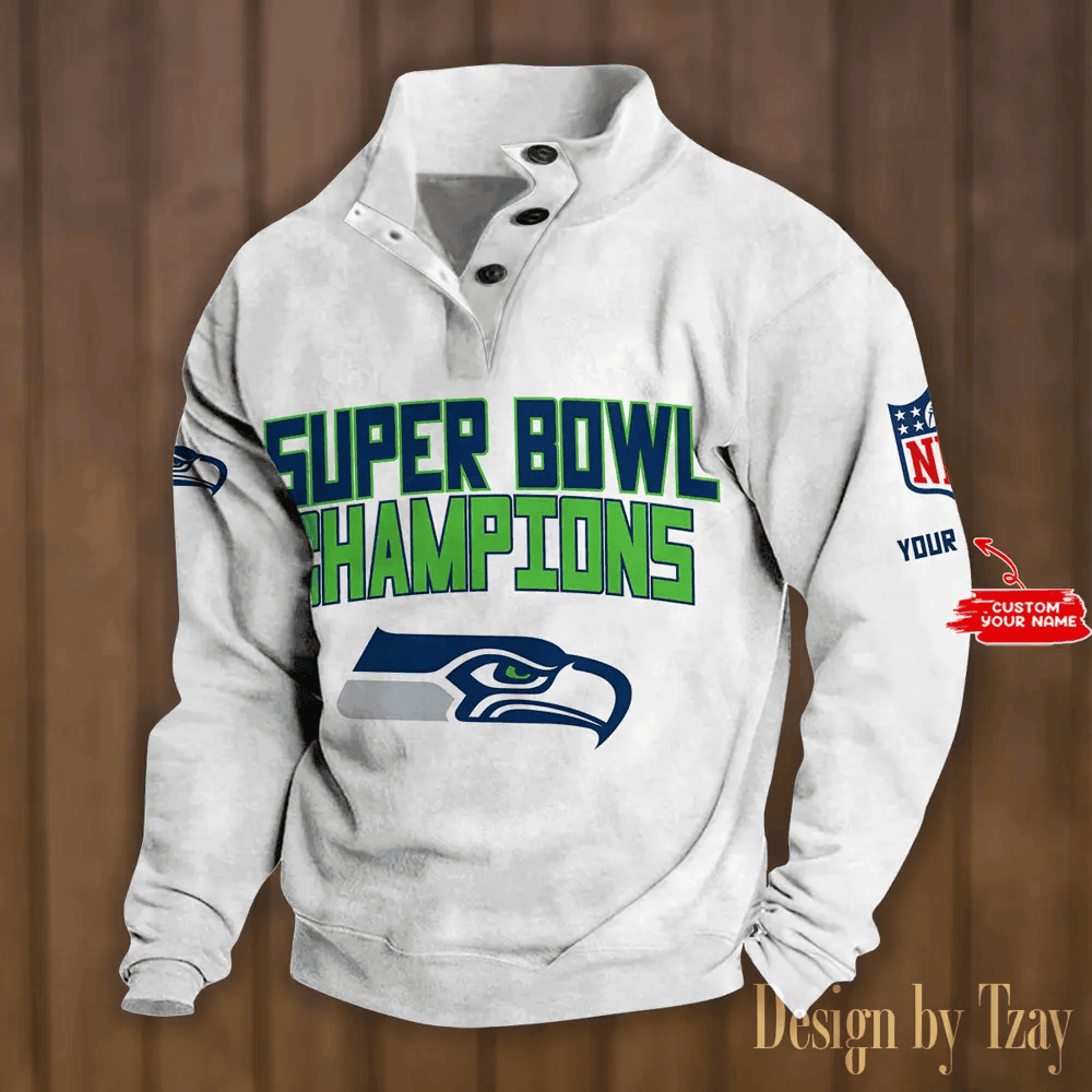 SPTS9DBSCH313-Seattle Seahawks Premium Stand-Collar Game-Day Pullover - Engineered Warmth & Personalized Names DV8