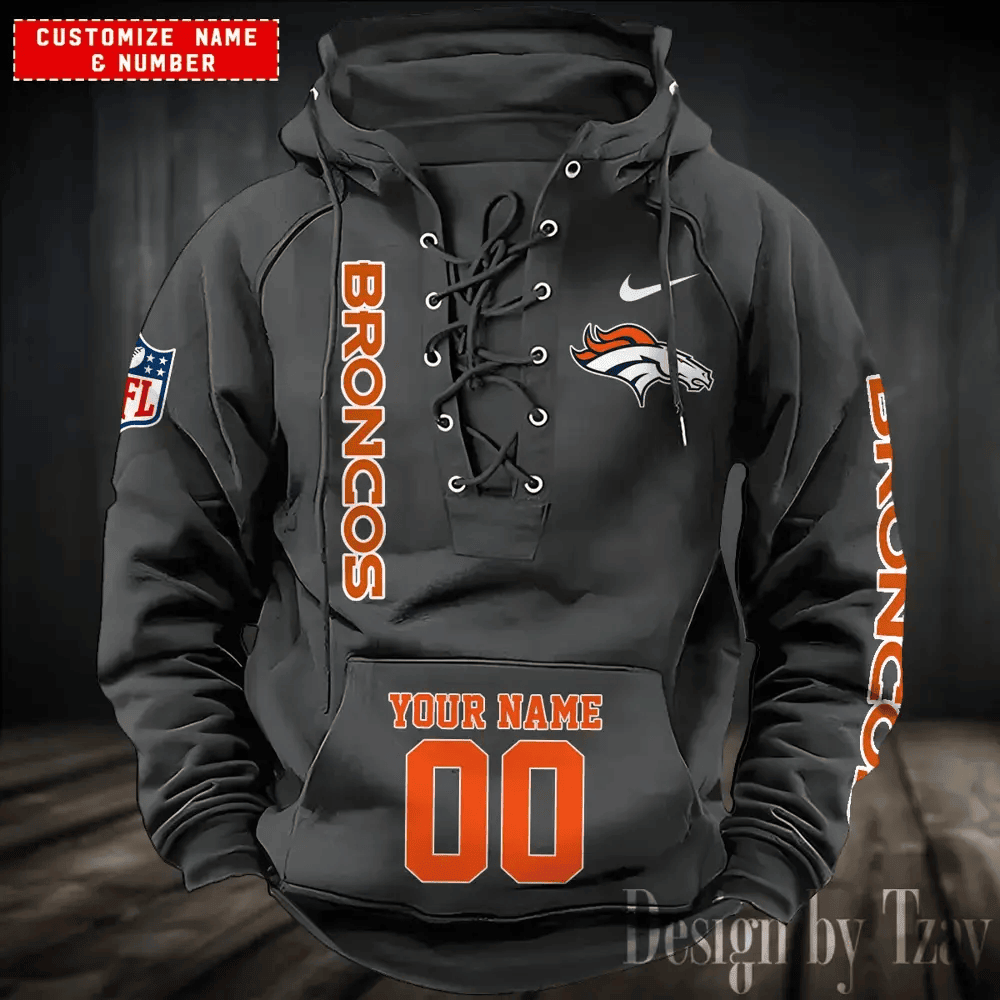 SPTS9HLUH042-Denver Broncos Men's Hooded Lace-up Hoodie