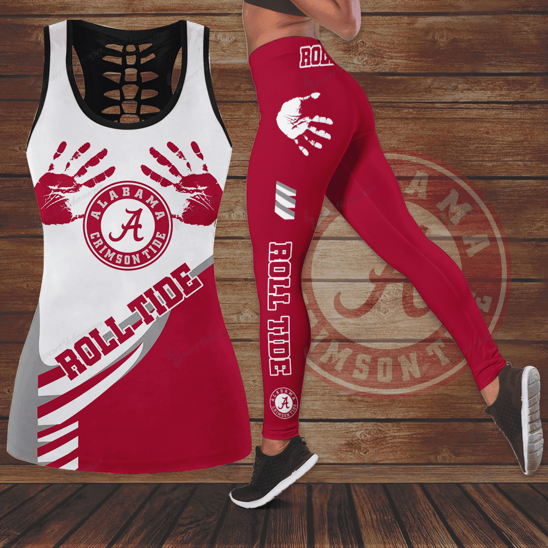 NCAAF Alabama Crimson Tide Hollow Tanktop Leggings Set Nicegift TLSE4S2