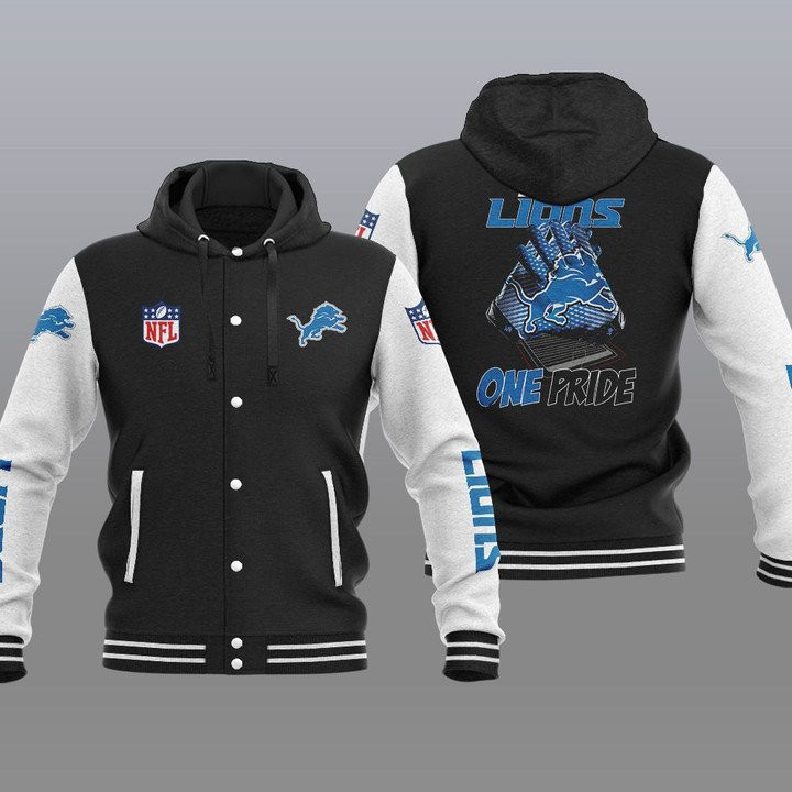 Detroit Lions Hooded Baseball Jacket 32