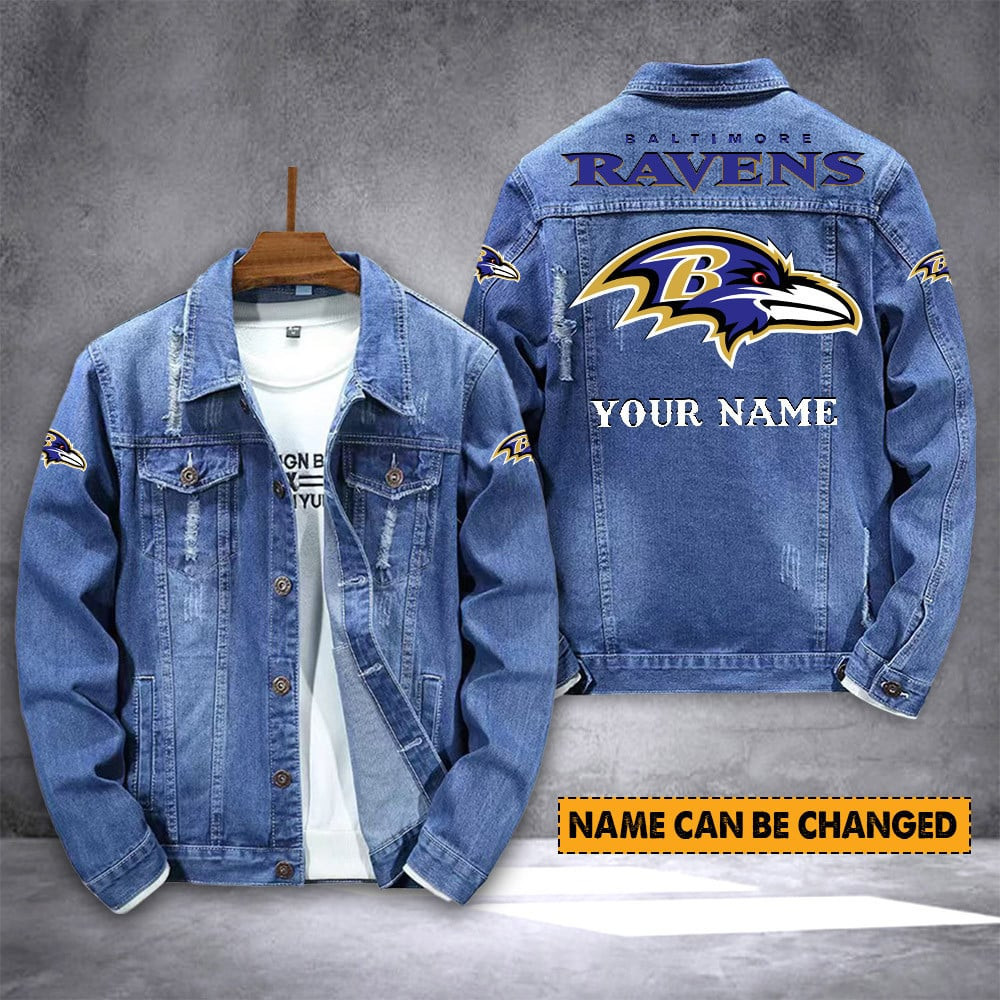 Baltimore Ravens Personalized Premium Denim Jacket S9DJ009