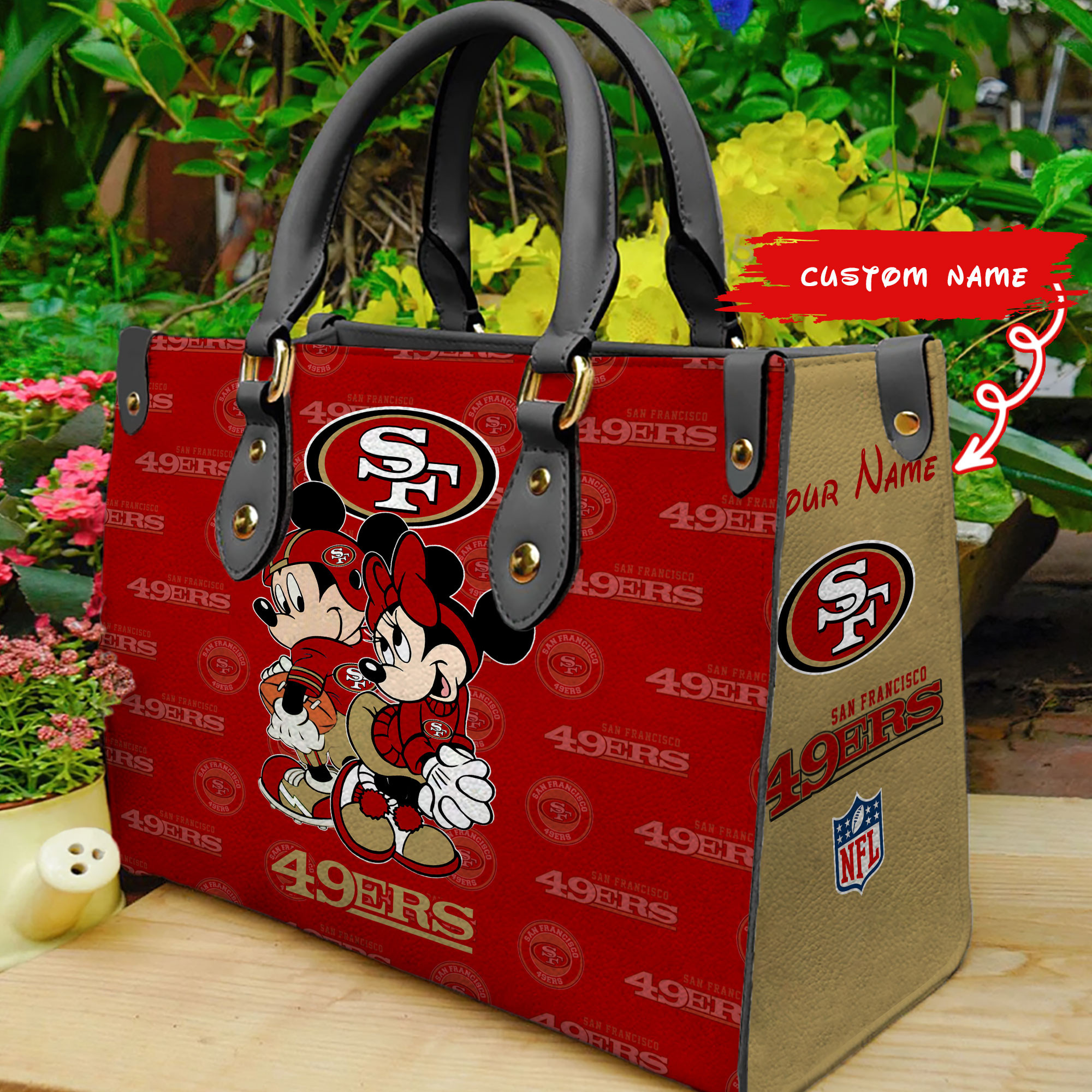 San Francisco 49ers Personalized Leather Hand Bag BB107