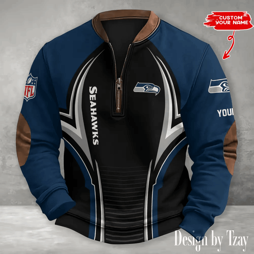 S9MPZNS201-Seattle Seahawks Premium Personalized Game-Day Quarter-Zip