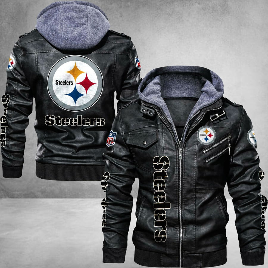 Pittsburgh Steelers Premium & Ultra-Thick Leather Jacket with Fleece Hood 6545FF