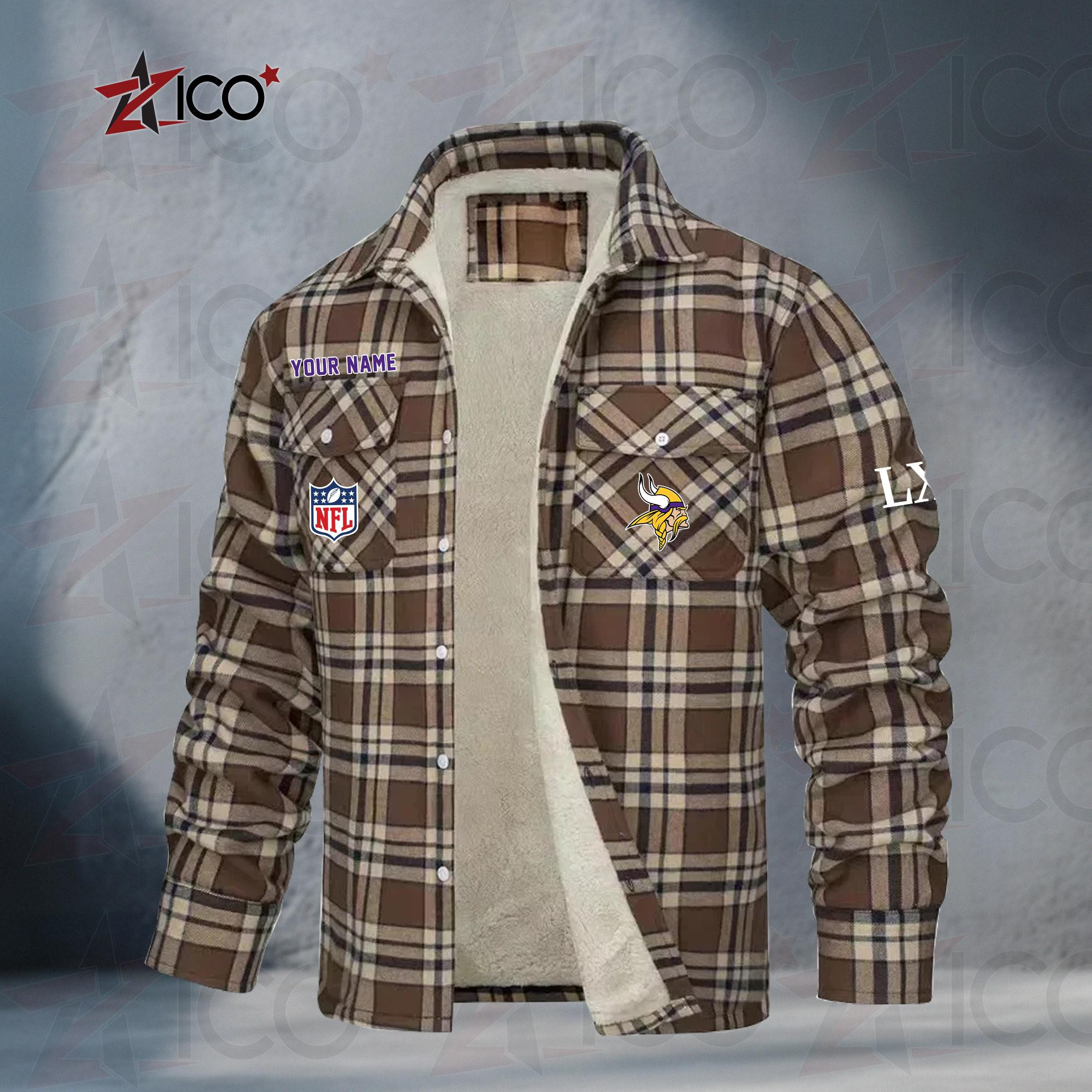 Minnesota Vikings Fleece Flannel Plaid Jacket MN21