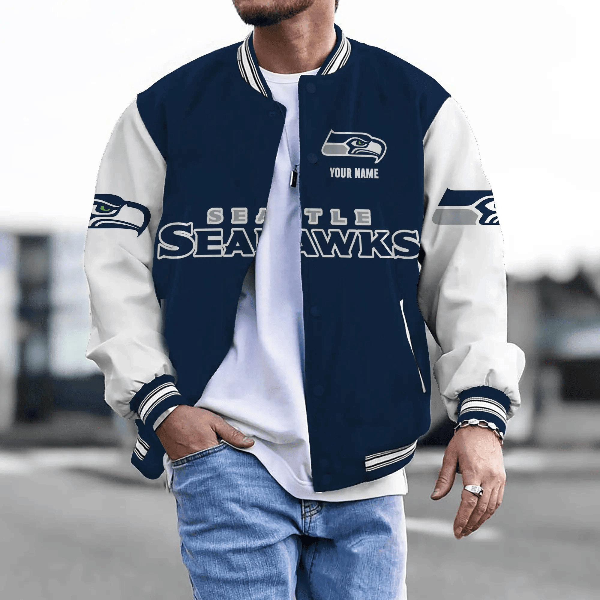 Seattle Seahawks Personalized New Baseball Jacket Gifts For Fan SPTBBJACKET029