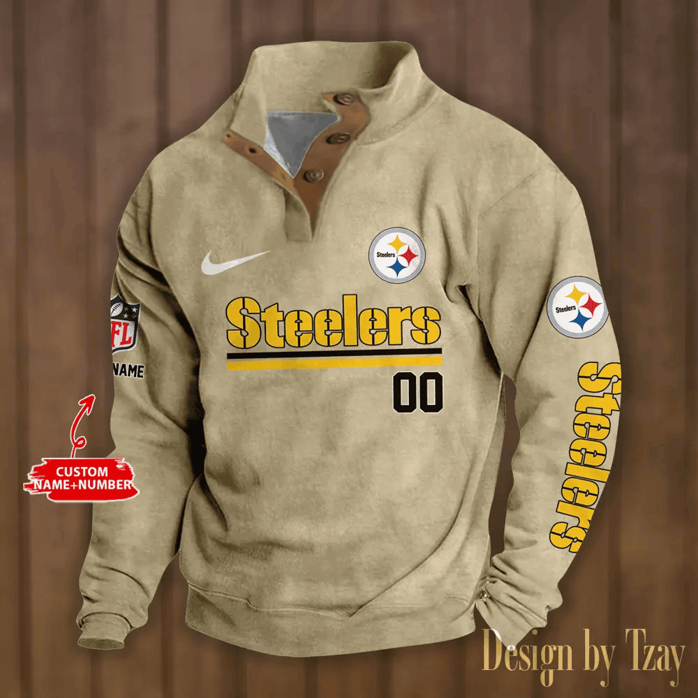 Pittsburgh Steelers Premium Stand-Collar Game-Day Pullover - Engineered Warmth & Personalized Name S9DBSCH091