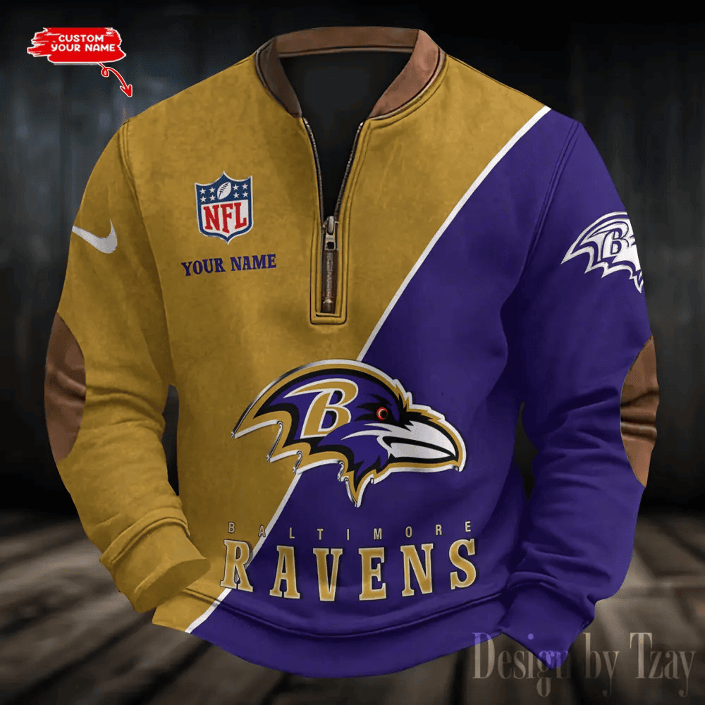 S9MPZNS131-Baltimore Ravens Premium Personalized Game-Day Quarter-Zip