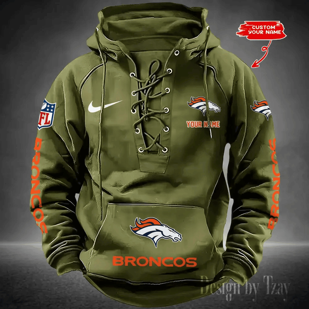 SPTS9HLUH074-Denver Broncos Men's Hooded Lace-up Hoodie