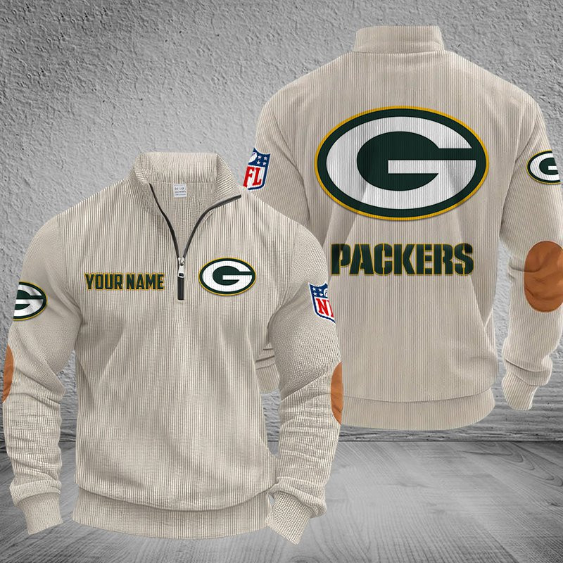 Green Bay Packers DMSH0280 Stand Collar Half-zip Sweatshirt Multicolor