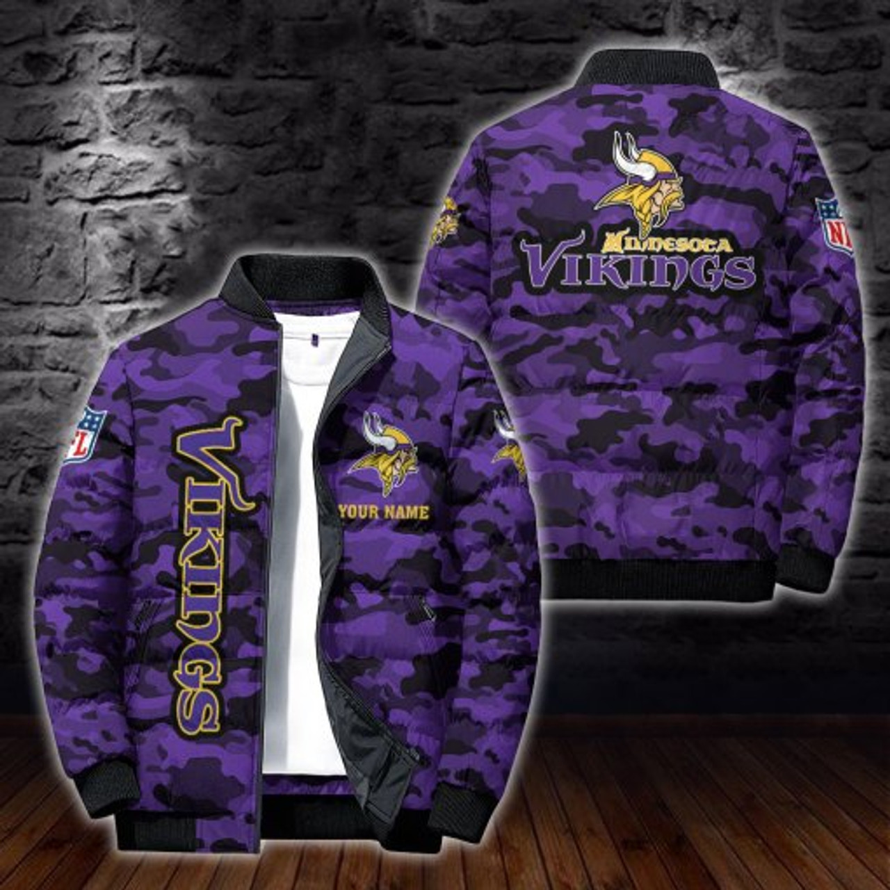 NFL.MINNESOTA-VIKINGS-TEAM-SPORT-CAMO.PUFFER-JACKETS TTR565