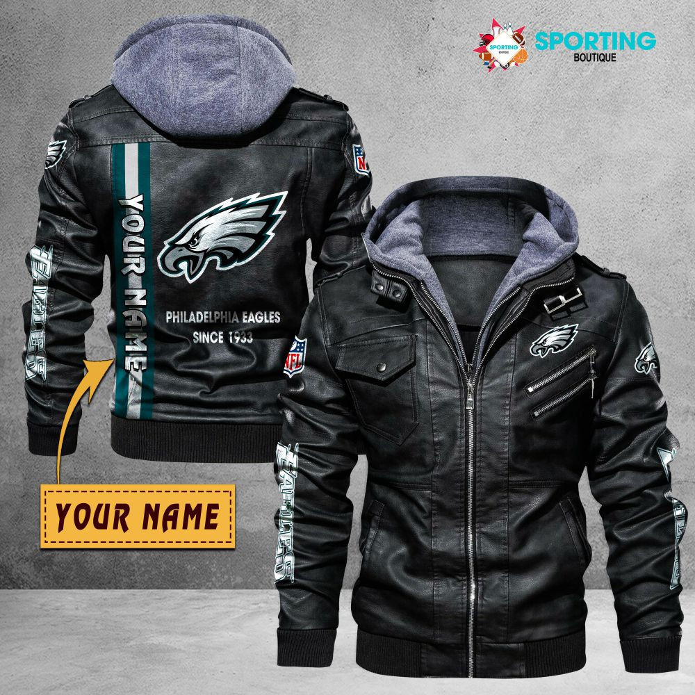 Philadelphia Eagles VITC9035 – Premium & Ultra-Thick Leather Jacket with Fleece Hood