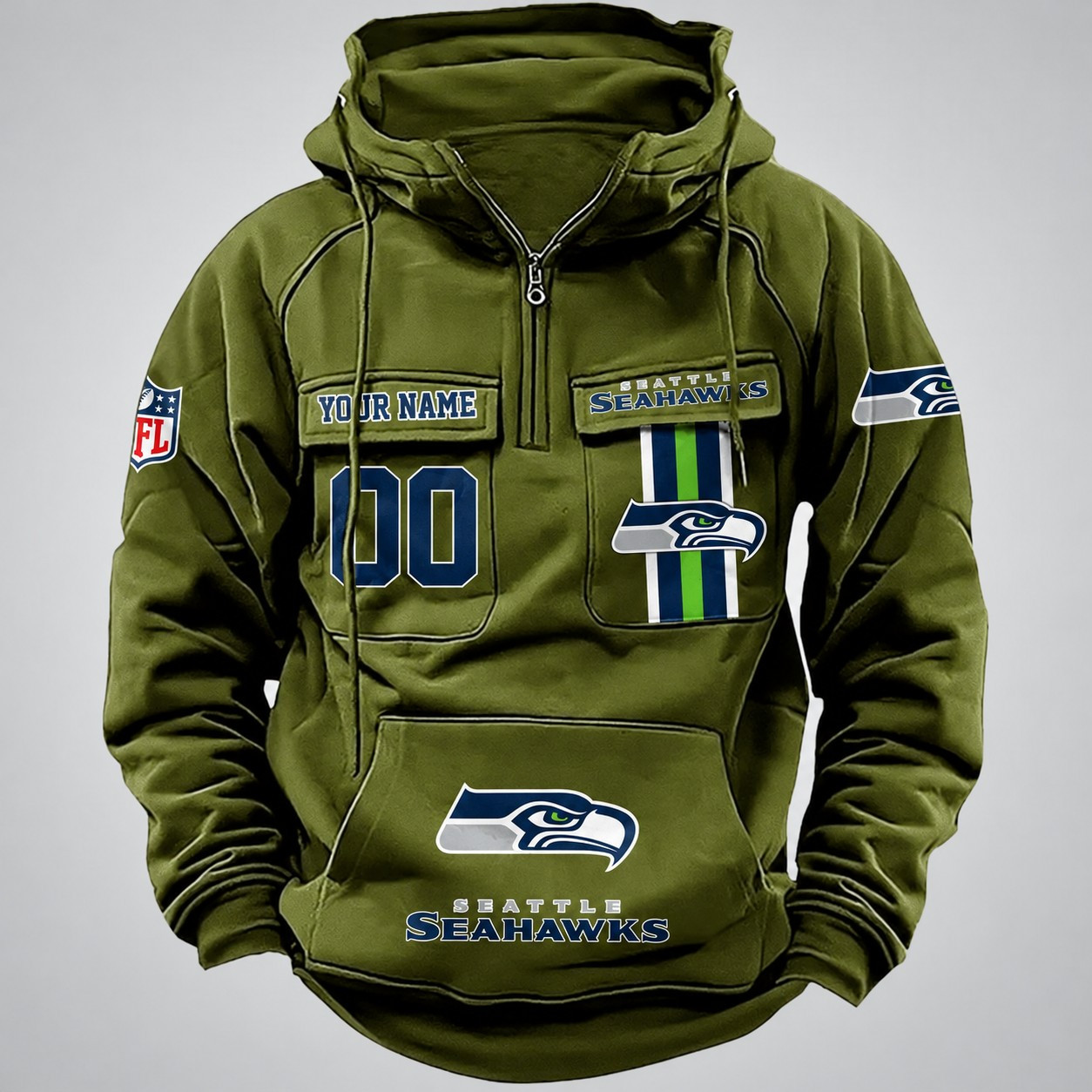Seattle Seahawks Vintage Men Hoodie DV2 AZVMHD440