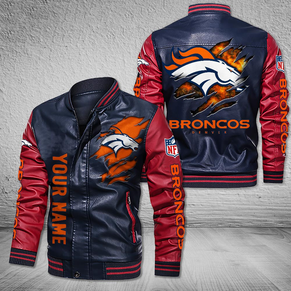 DMHQ0049 Denver Broncos Signature Series Leather Jacket — Plush Sherpa Lining
