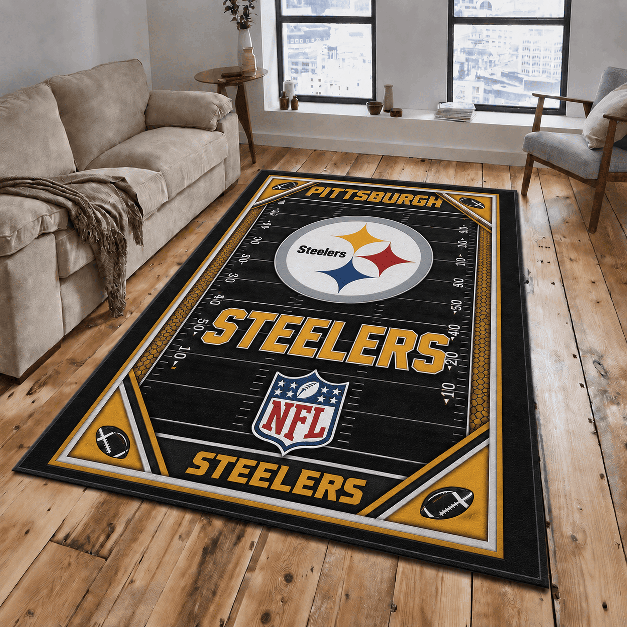 Pittsburgh Steelers Rug Living Room Floor Decor Fan Gifts VA6013