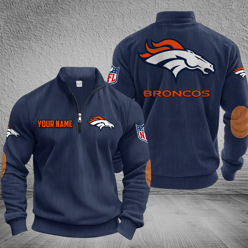 Denver Broncos DMSH0278 Stand Collar Half-zip Sweatshirt Multicolor