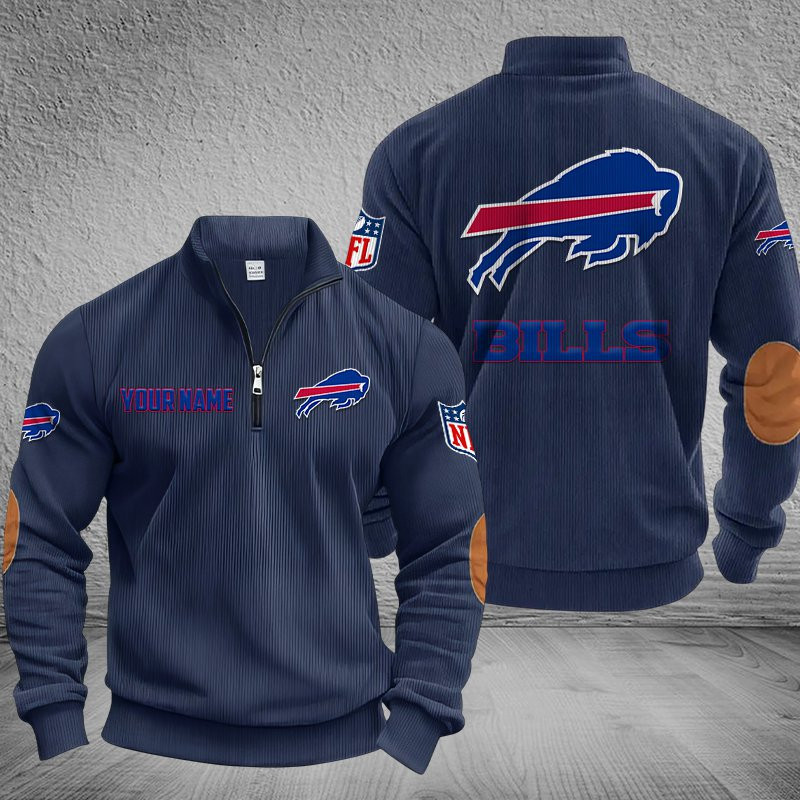 Buffalo Bills DMSH0272 Stand Collar Half-zip Sweatshirt Multicolor