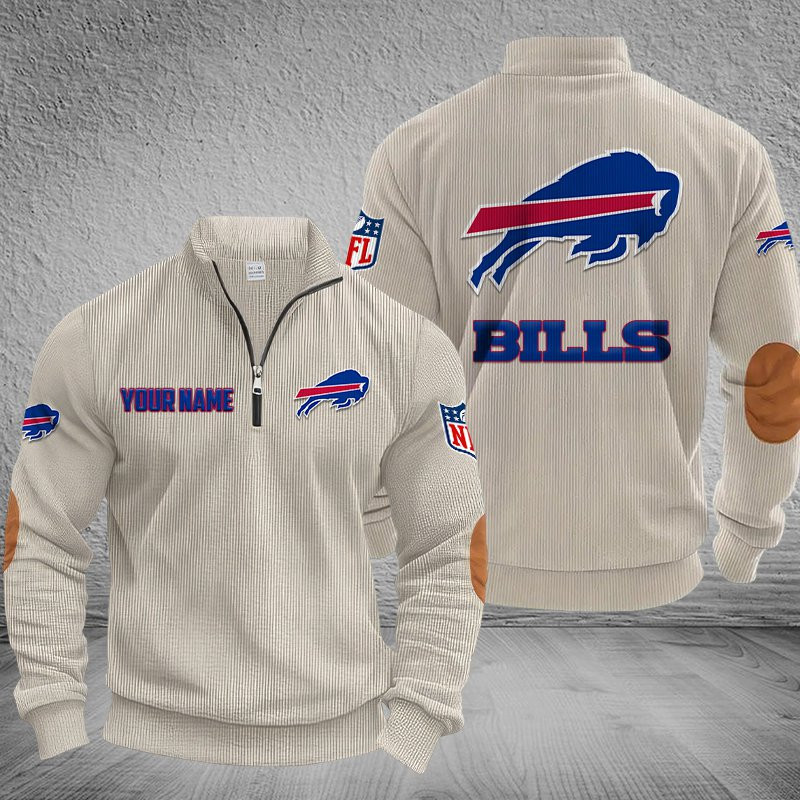 Buffalo Bills DMSH0272 Stand Collar Half-zip Sweatshirt Multicolor