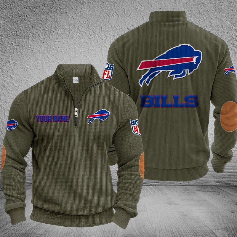 Buffalo Bills DMSH0272 Stand Collar Half-zip Sweatshirt Multicolor