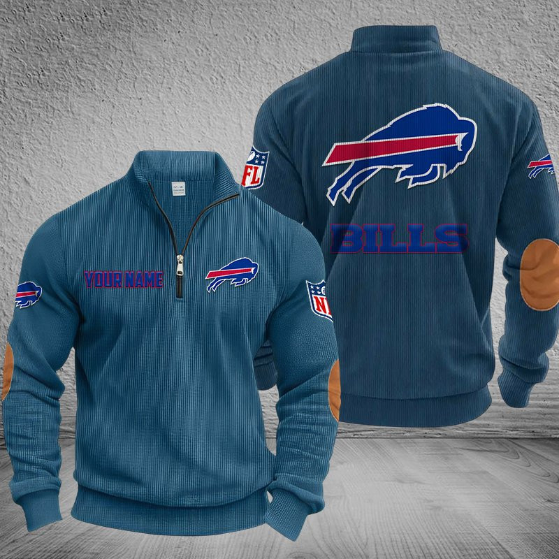 Buffalo Bills DMSH0272 Stand Collar Half-zip Sweatshirt Multicolor