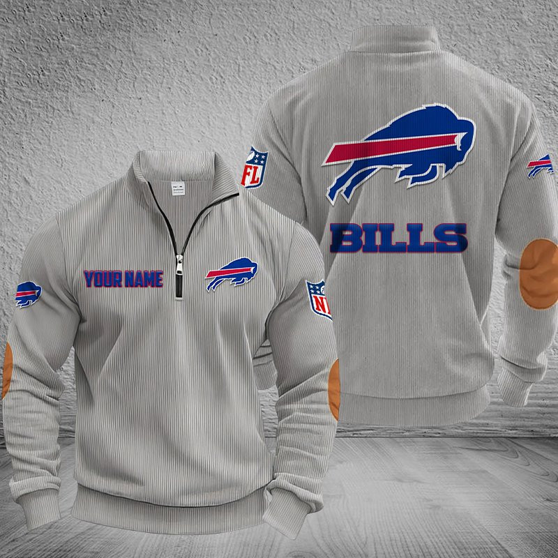 Buffalo Bills DMSH0272 Stand Collar Half-zip Sweatshirt Multicolor