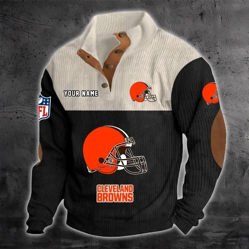 Cleveland Browns S9DBSCH1208 Color Block Stand Collar Sweatshirt