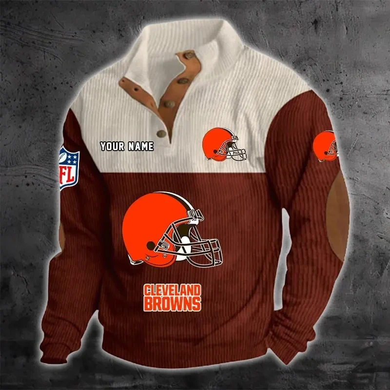 Cleveland Browns S9DBSCH1208 Color Block Stand Collar Sweatshirt