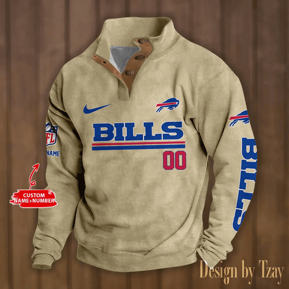 Buffalo Bills Premium Stand-Collar Game-Day Pullover - Engineered Warmth & Personalized Name S9DBSCH068