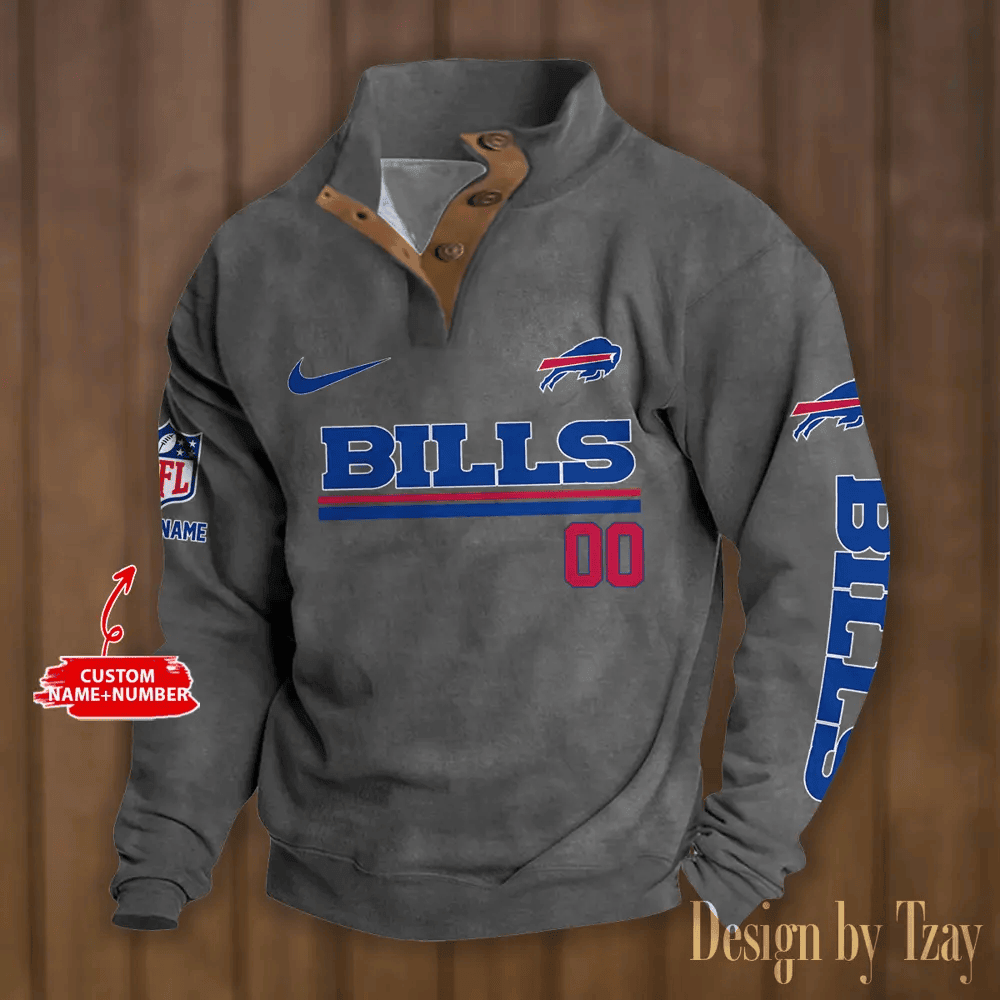 Buffalo Bills Premium Stand-Collar Game-Day Pullover - Engineered Warmth & Personalized Name S9DBSCH068