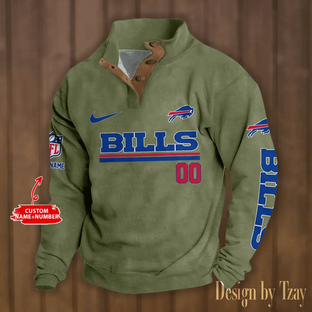 Buffalo Bills Premium Stand-Collar Game-Day Pullover - Engineered Warmth & Personalized Name S9DBSCH068