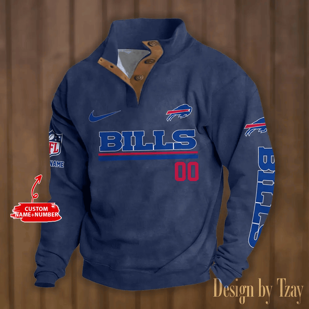 Buffalo Bills Premium Stand-Collar Game-Day Pullover - Engineered Warmth & Personalized Name S9DBSCH068