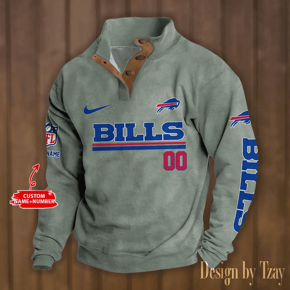 Buffalo Bills Premium Stand-Collar Game-Day Pullover - Engineered Warmth & Personalized Name S9DBSCH068
