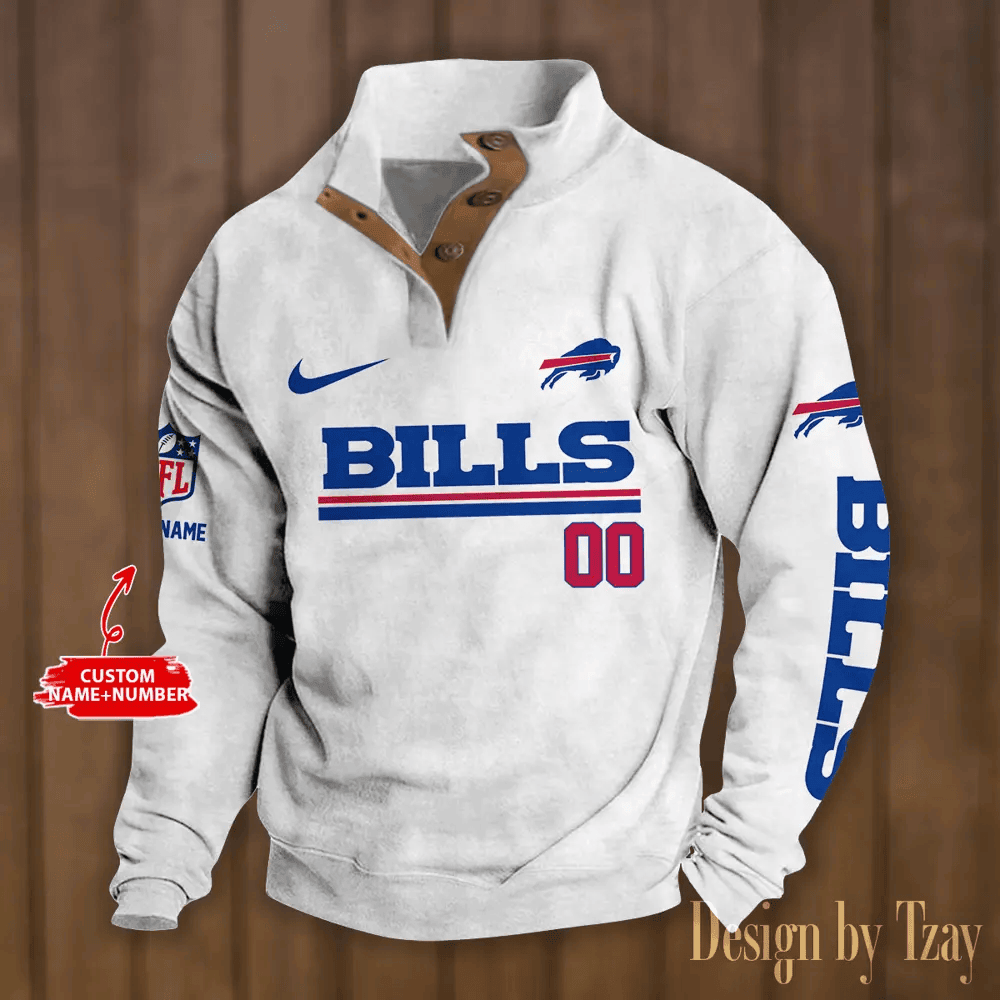 Buffalo Bills Premium Stand-Collar Game-Day Pullover - Engineered Warmth & Personalized Name S9DBSCH068