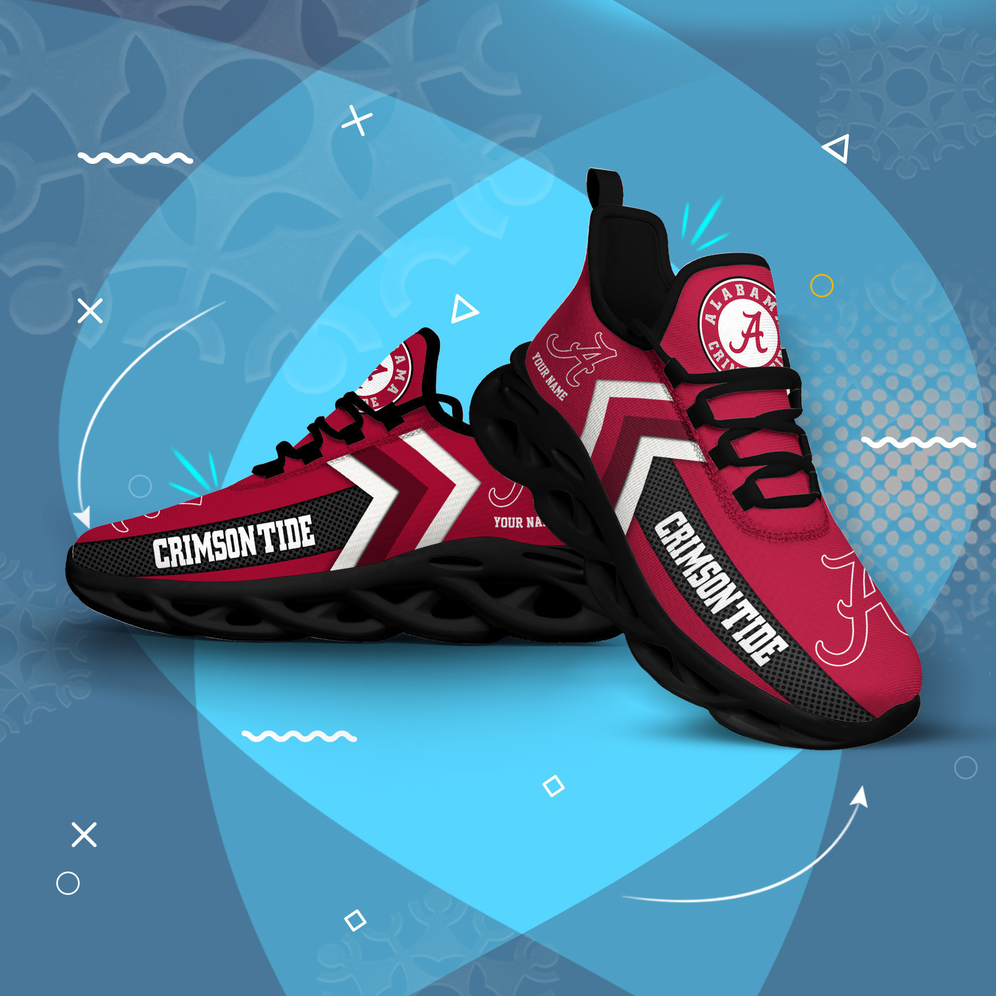 NCAAF Alabama Crimson Tide (Your Name) Max Soul Shoes Nicegift MSSG8L0