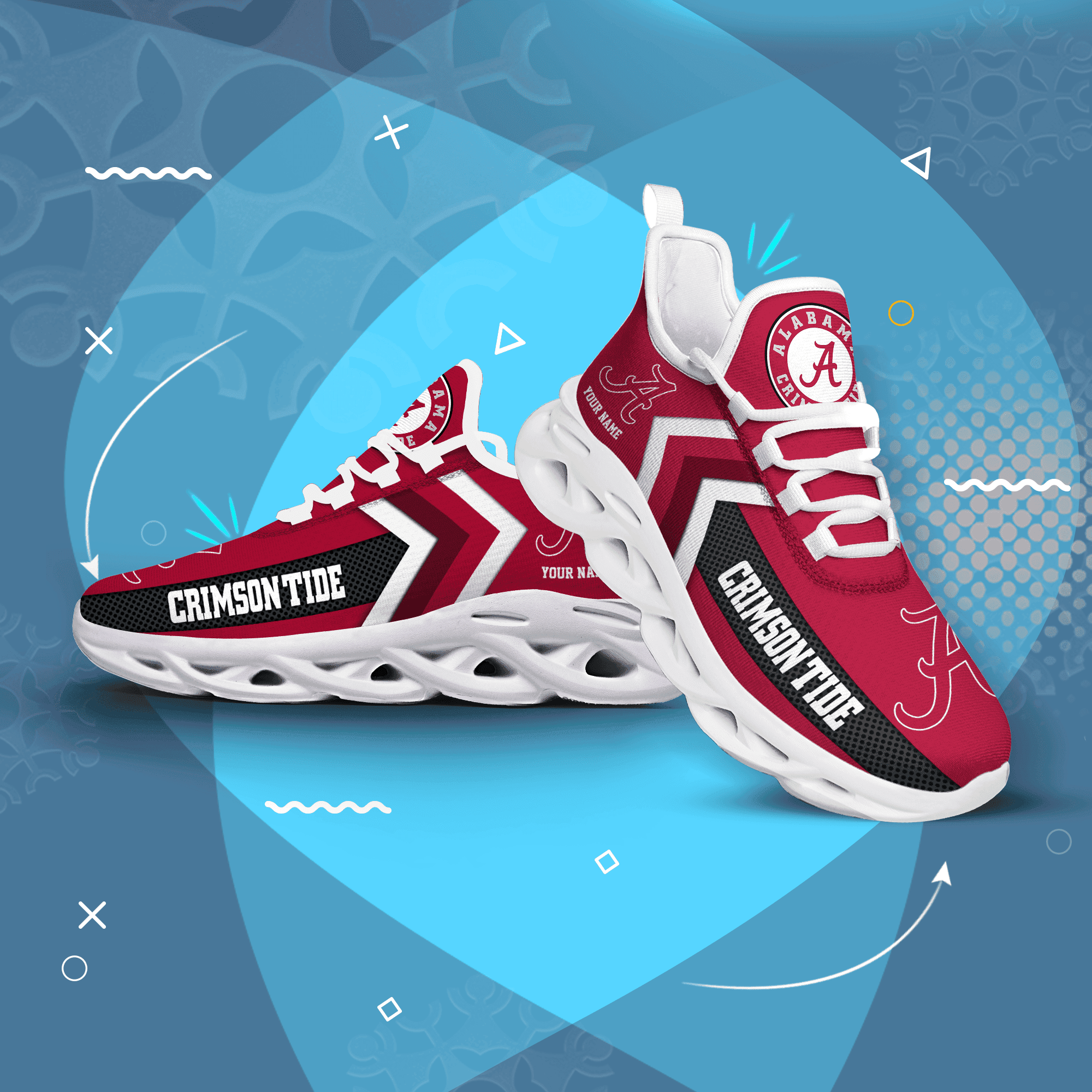 NCAAF Alabama Crimson Tide (Your Name) Max Soul Shoes Nicegift MSSG8L0