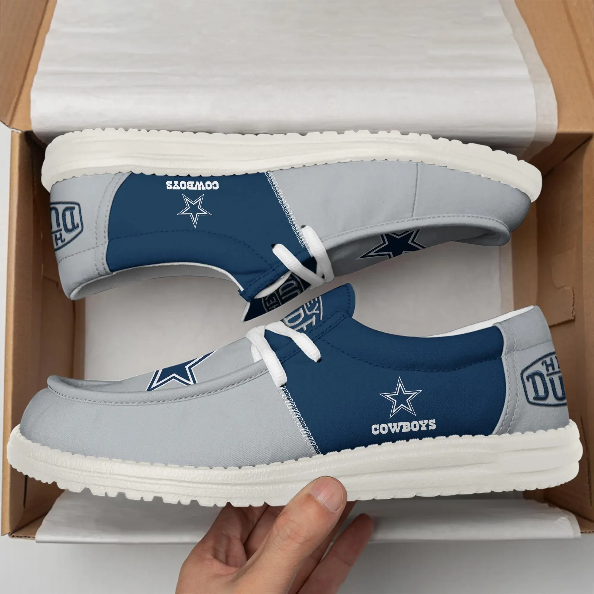 Dallas Cowboys Personalized Moccasin Slippers – Hey Dude Shoes Style AZCHDUDE257