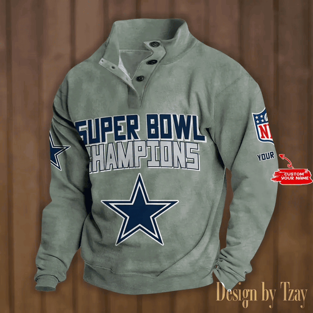 SPTS9DBSCH293-Dallas Cowboys Premium Stand-Collar Game-Day Pullover - Engineered Warmth & Personalized Names DV8