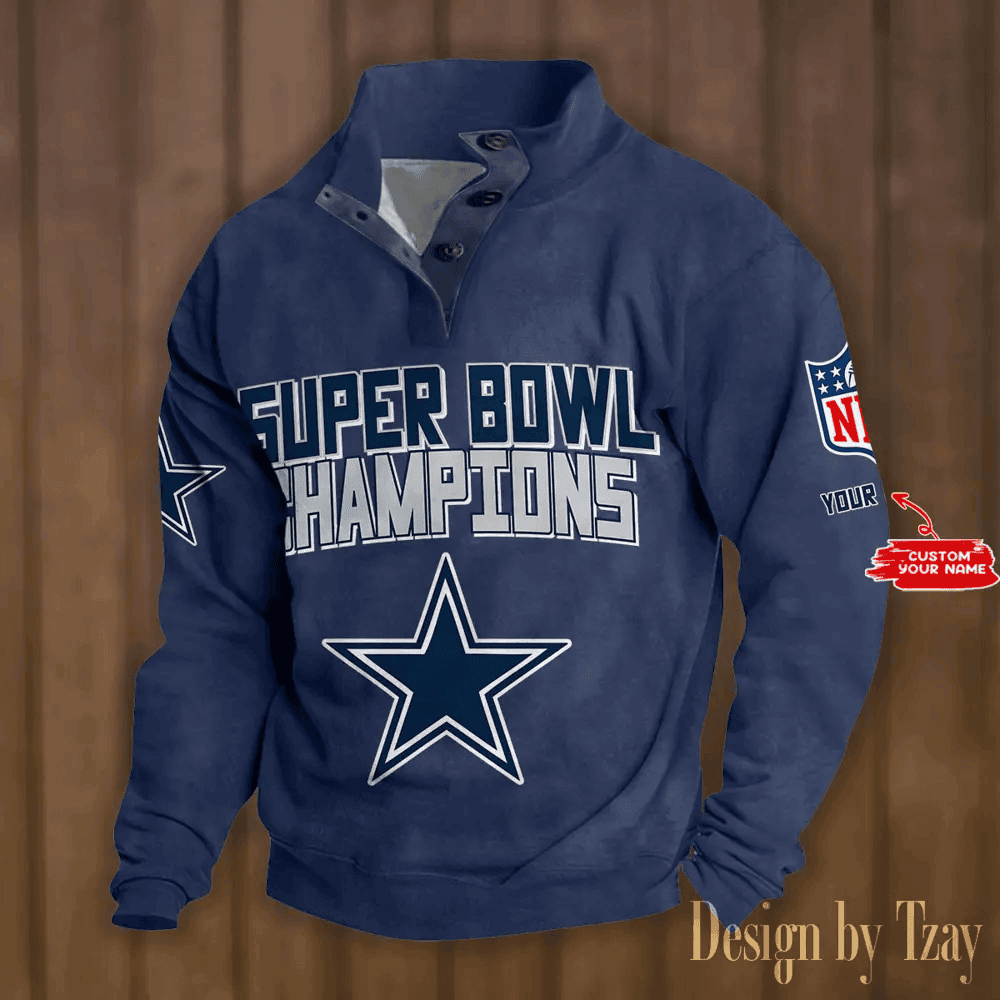 SPTS9DBSCH293-Dallas Cowboys Premium Stand-Collar Game-Day Pullover - Engineered Warmth & Personalized Names DV8